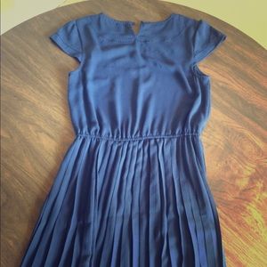 Lauren Conrad navy blue pleated dress